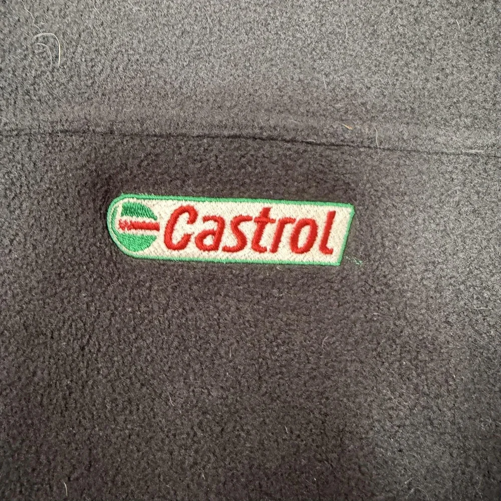 Vantage Jacket Mens 2XL Green Fleece Full Zip Castrol Oil Logo Workwear